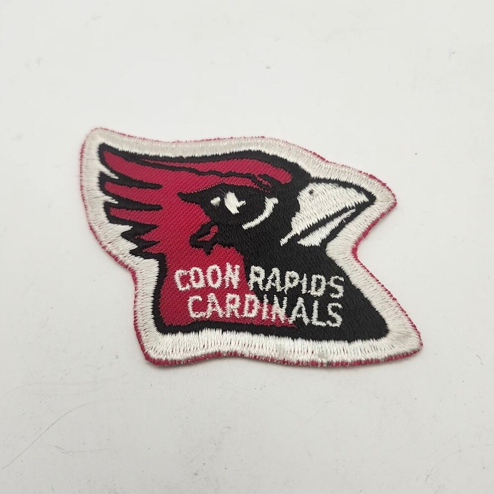 Coon Rapids Cardinals Embroidered School Mascot Sew On Patch Red Black 4 Inch